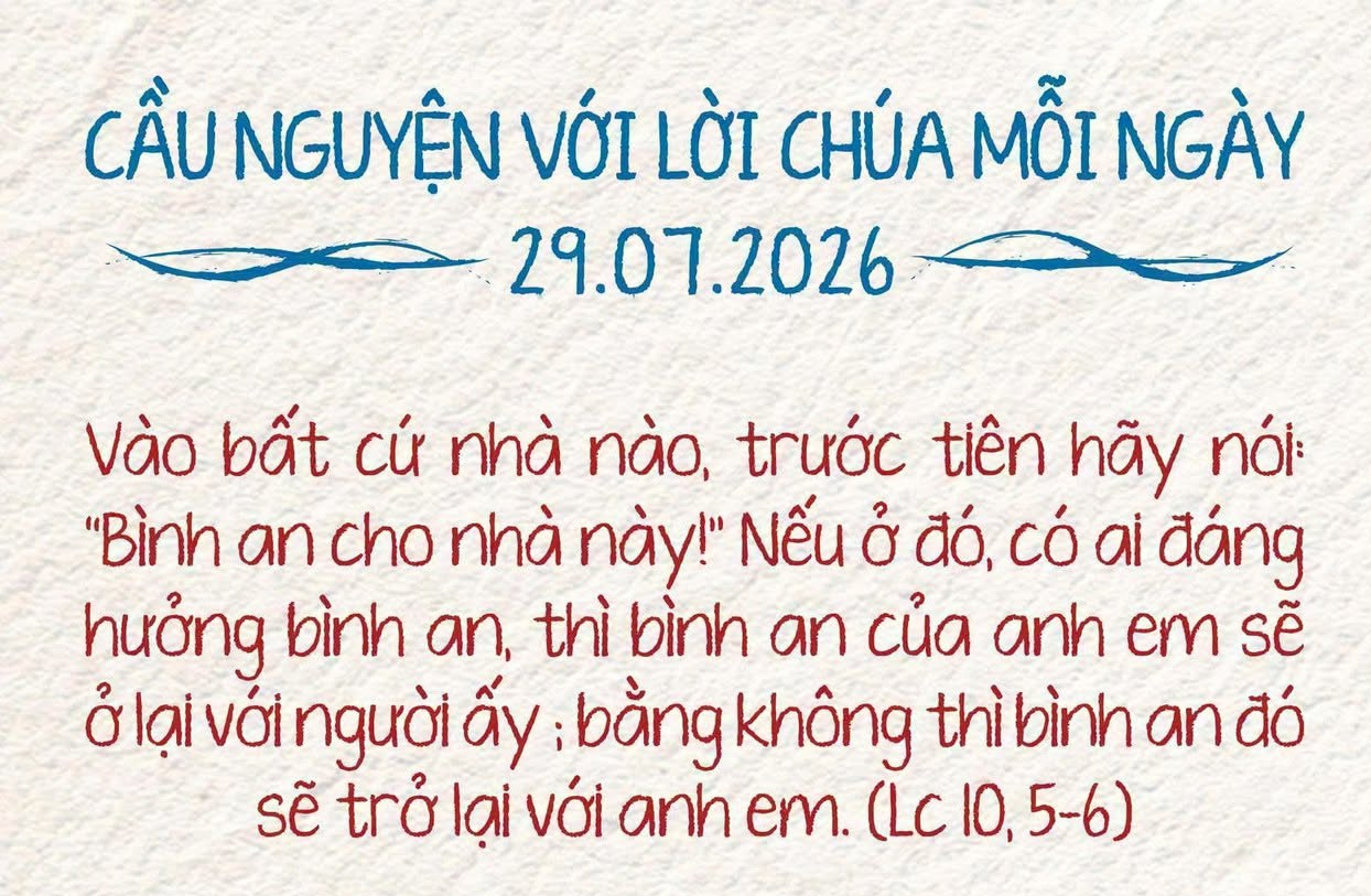Cầu nguyện với Lời Chúa mỗi ngày - 29-7-2026