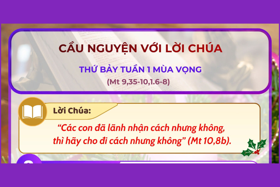 Cầu nguyện với Lời Chúa - Thứ Bảy tuần 1 Mùa Vọng