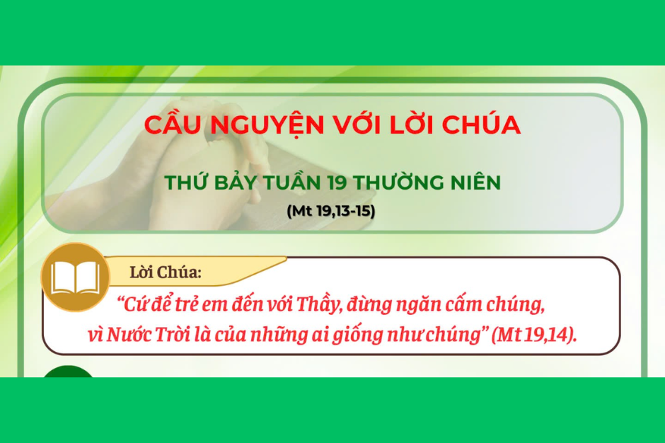 Cầu nguyện với Lời Chúa - Thứ Bảy tuần 19 thường niên