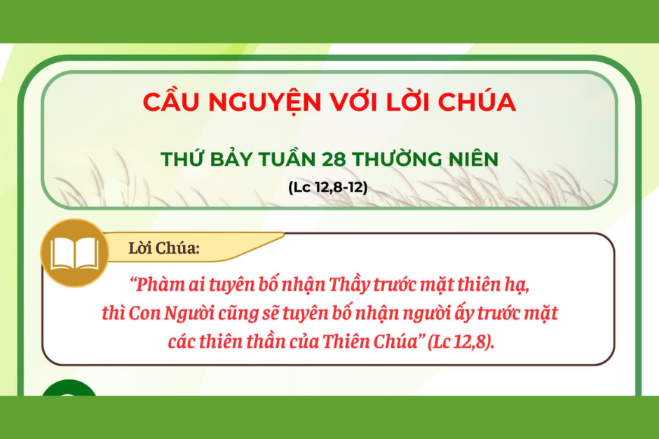 Cầu nguyện với Lời Chúa - Thứ Bảy tuần 28 thường niên