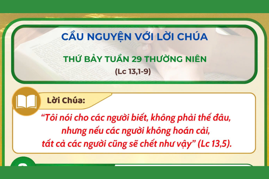 Cầu nguyện với Lời Chúa - Thứ Bảy tuần 29 thường niên