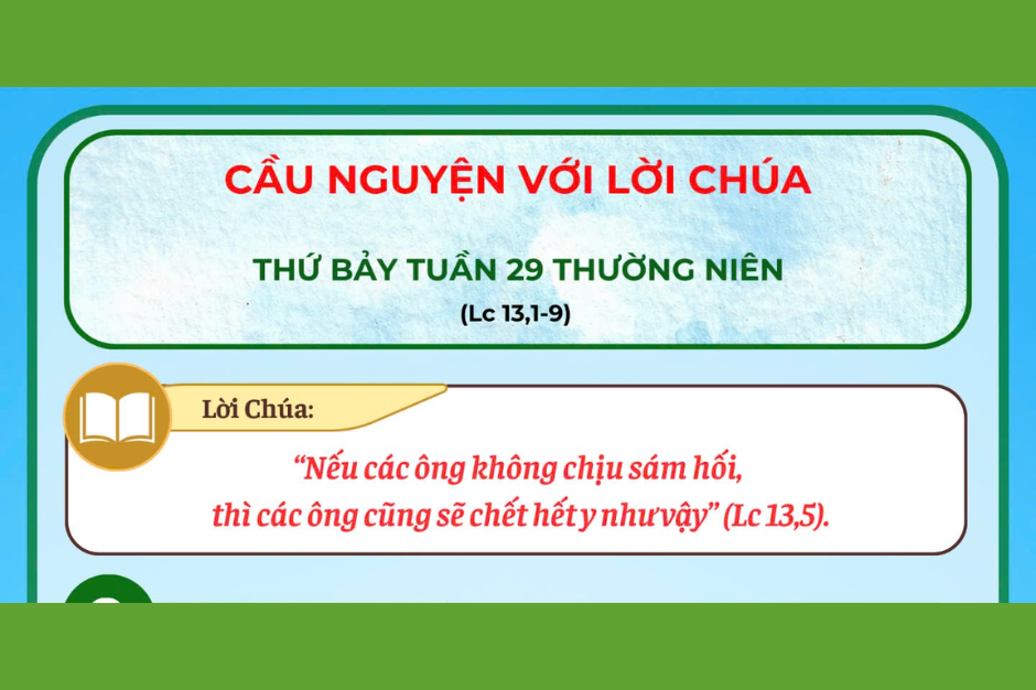 Cầu nguyện với Lời Chúa - Thứ Bảy tuần 29 thường niên