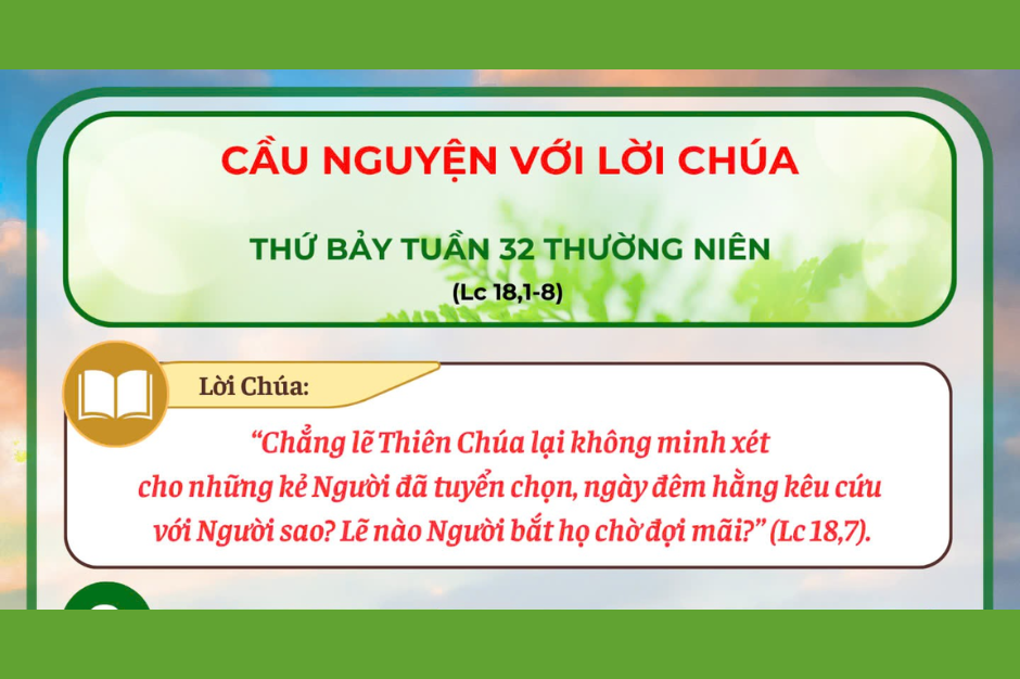 Cầu nguyện với Lời Chúa - Thứ Bảy tuần 32 thường niên