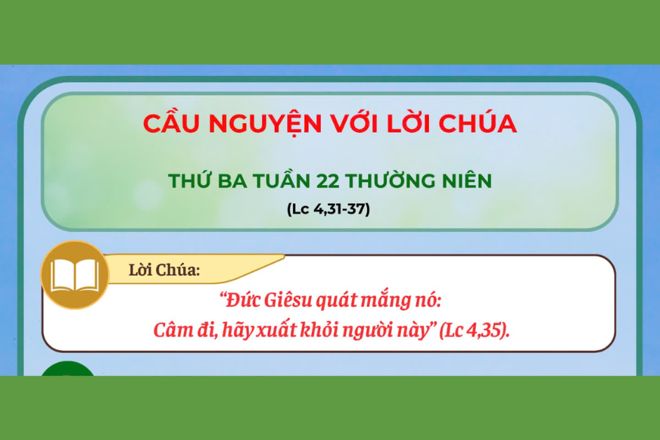 Cầu nguyện với Lời Chúa - Thứ Ba tuần 22 thường niên