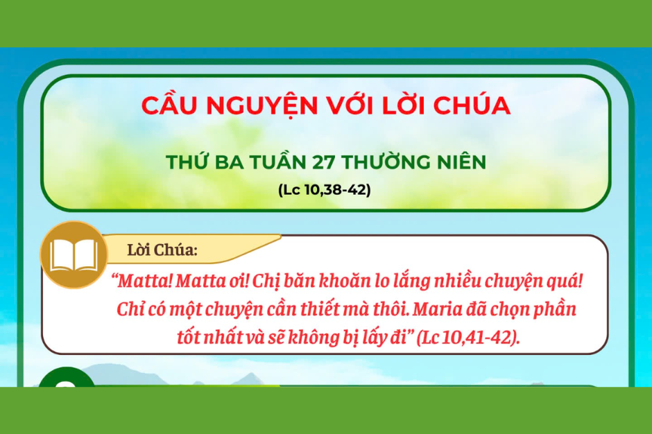 Cầu nguyện với Lời Chúa - Thứ Ba tuần 27 thường niên