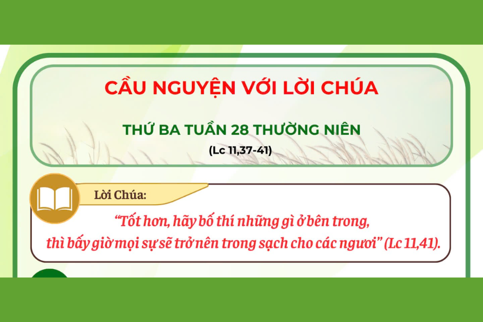 Cầu nguyện với Lời Chúa - Thứ Ba tuần 28 thường niên