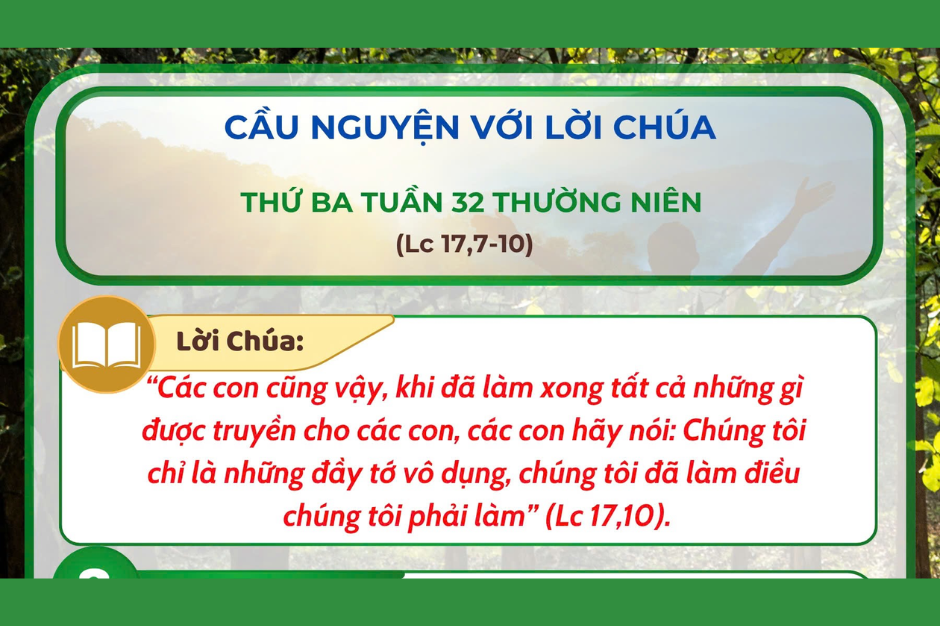Cầu nguyện với Lời Chúa - Thứ Ba tuần 32 thường niên