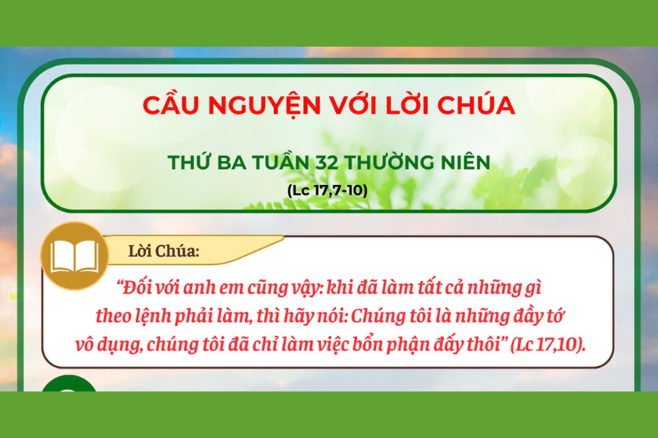 Cầu nguyện với Lời Chúa - Thứ Ba tuần 32 thường niên