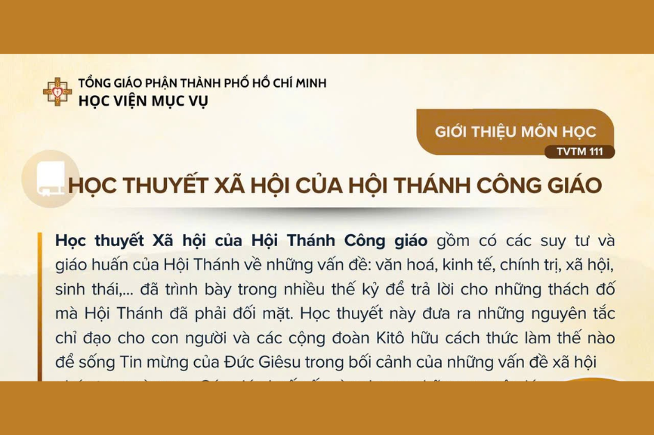 Học viện Mục vụ - Học thuyết Xã hội của Hội thánh Công giáo