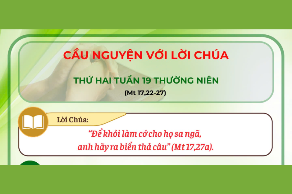 Cầu nguyện với Lời Chúa - Thứ Hai tuần 19 thường niên