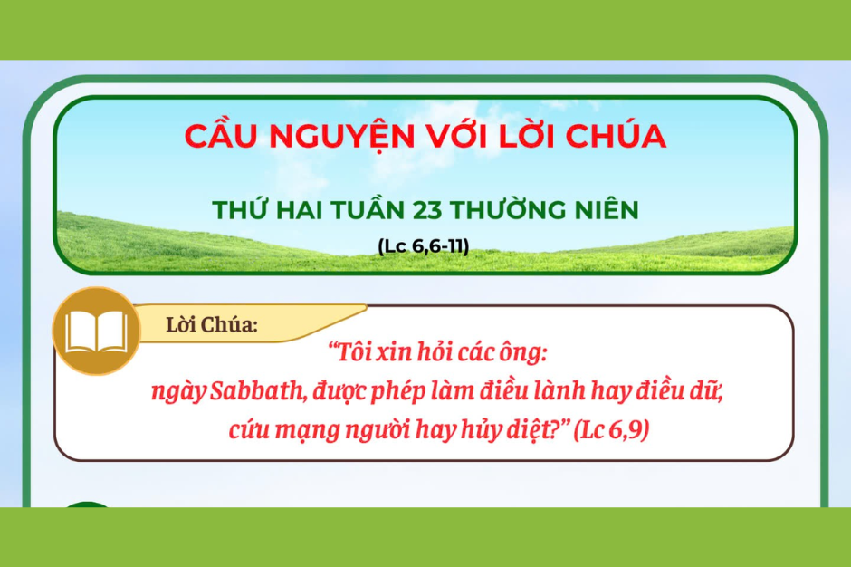 Cầu nguyện với Lời Chúa - Thứ Hai tuần 23 thường niên