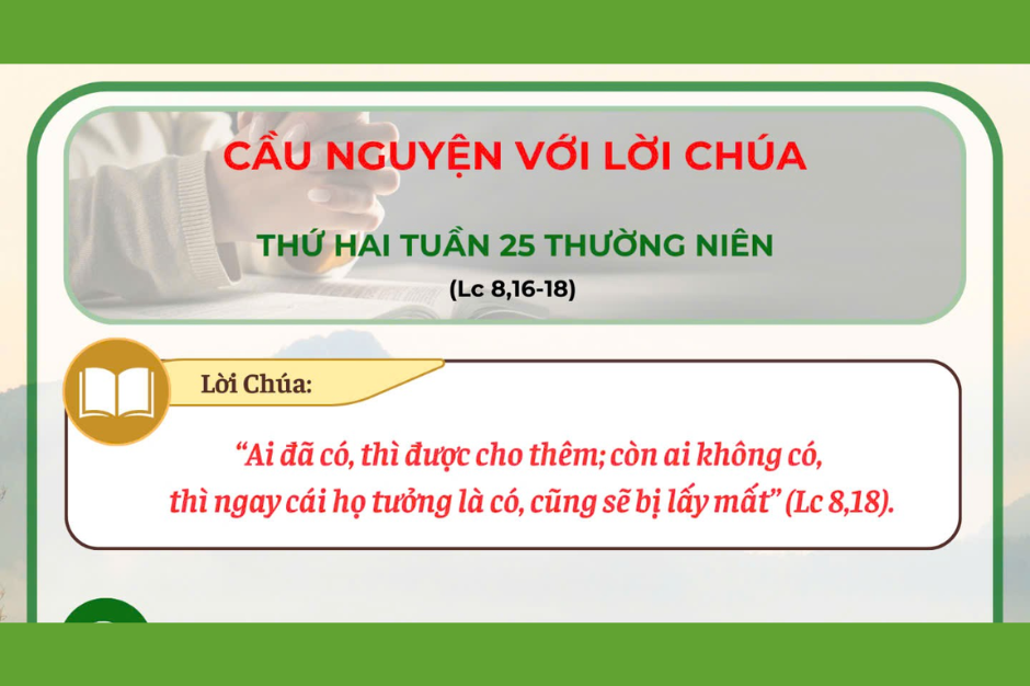 Cầu nguyện với Lời Chúa - Thứ Hai tuần 25 thường niên