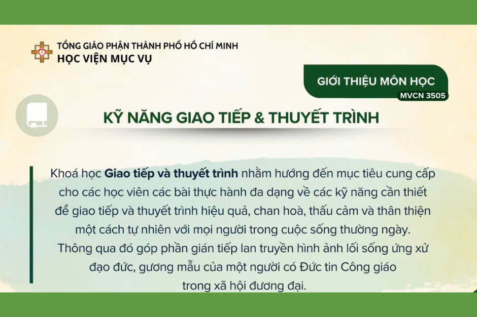 Học viện Mục vụ - Kỹ năng giao tiếp và thuyết trình