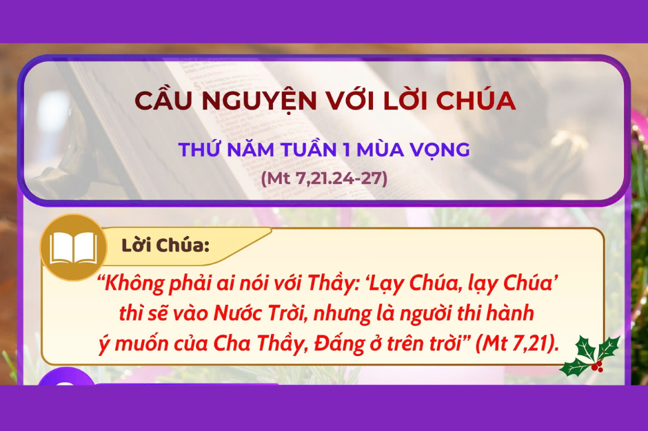 Cầu nguyện với Lời Chúa - Thứ Năm tuần 1 Mùa Vọng