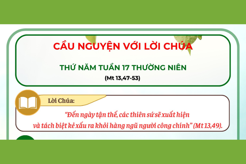 Cầu nguyện với Lời Chúa - Thứ Năm tuần 17 thường niên