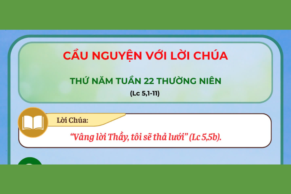 Cầu nguyện với Lời Chúa - Thứ Năm tuần 22 thường niên