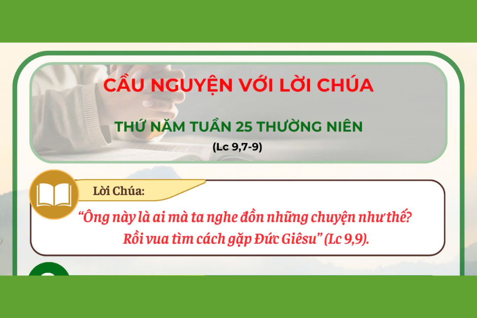 Cầu nguyện với Lời Chúa - Thứ Năm tuần 25 thường niên