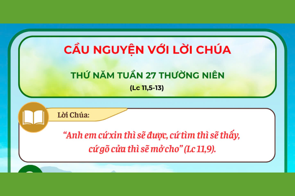 Cầu nguyện với Lời Chúa - Thứ Năm tuần 27 thường niên