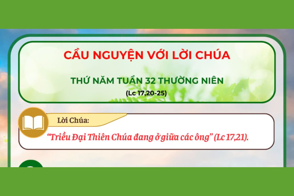 Cầu nguyện với Lời Chúa - Thứ Năm tuần 32 thường niên