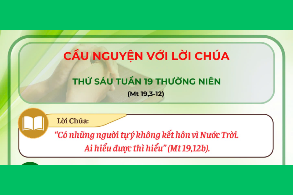 Cầu nguyện với Lời Chúa - Thứ Sáu tuần 19 thường niên