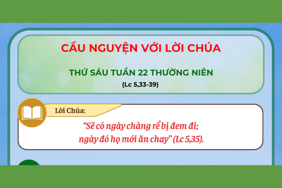 Cầu nguyện với Lời Chúa - Thứ Sáu tuần 22 thường niên