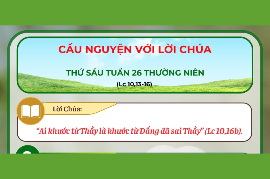 Cầu nguyện với Lời Chúa - Thứ Sáu tuần 26 thường niên