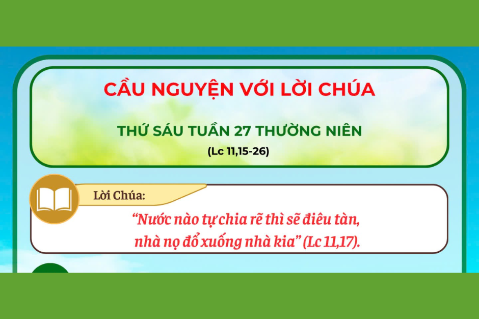 Cầu nguyện với Lời Chúa - Thứ Sáu tuần 27 thường niên