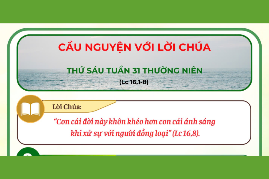 Cầu nguyện với Lời Chúa - Thứ Sáu tuần 31 thường niên