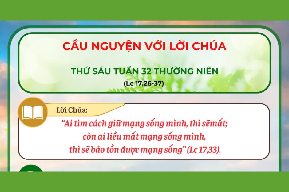 Cầu nguyện với Lời Chúa - Thứ Sáu tuần 32 thường niên