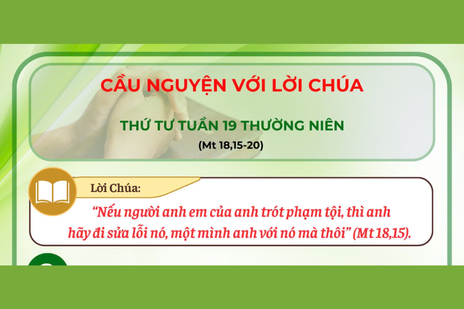 Cầu nguyện với Lời Chúa - Thứ Tư tuần 19 thường niên