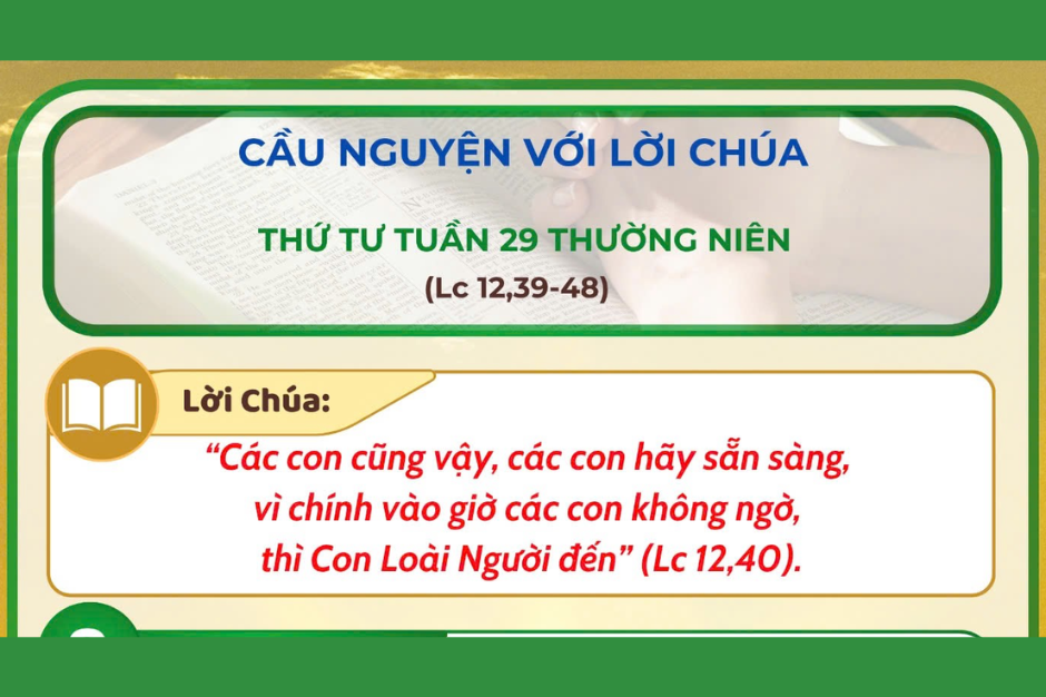 Cầu nguyện với Lời Chúa - Thứ Tư tuần 29 thường niên