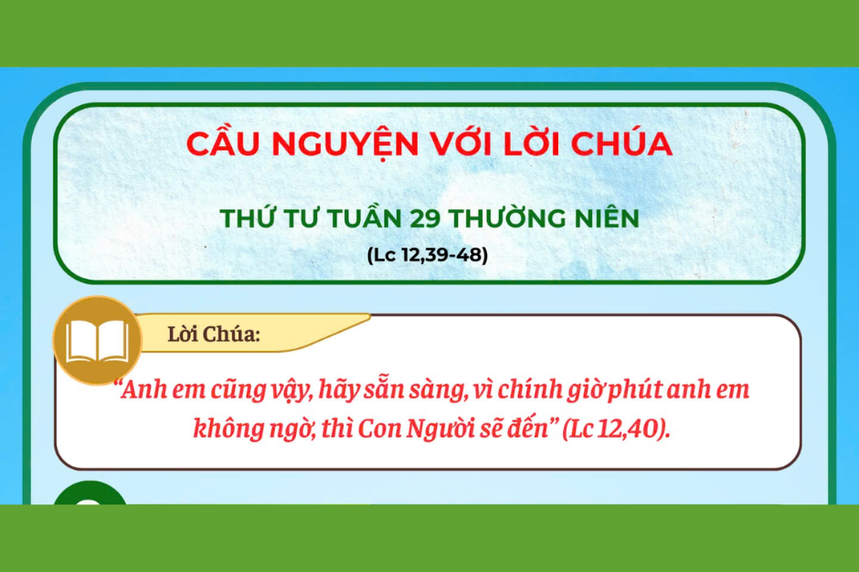 Cầu nguyện với Lời Chúa - Thứ Tư tuần 29 thường niên