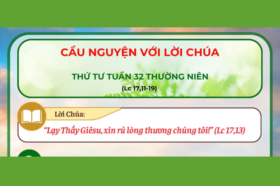 Cầu nguyện với Lời Chúa - Thứ Tư tuần 32 thường niên