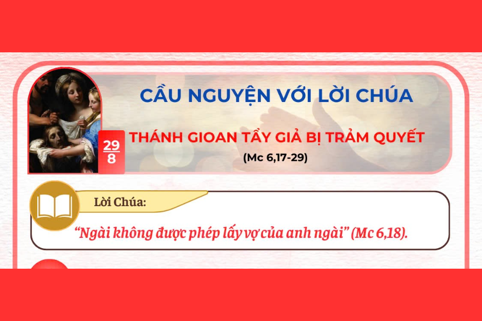 Cầu nguyện với Lời Chúa - Lễ kính - Thánh Gioan Tẩy Giả bị trảm quyết