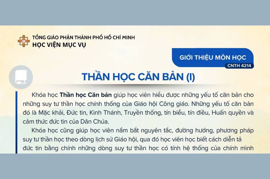 Học viện Mục vụ - Thần học căn bản (1)