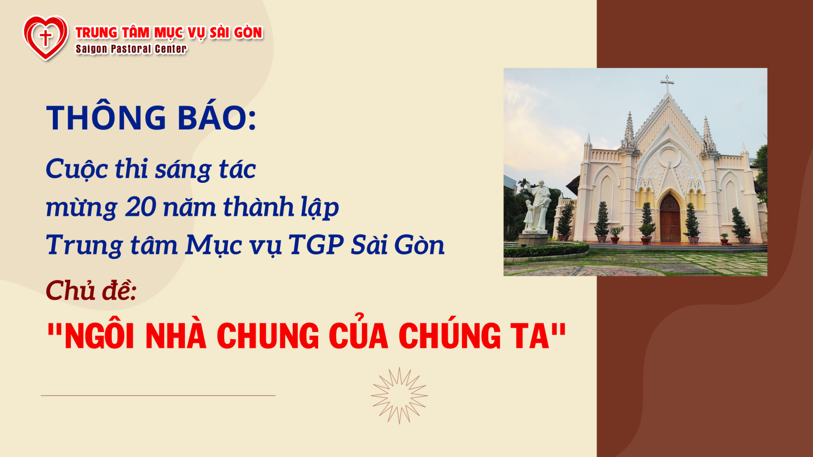 Thông báo: Cuộc thi sáng tác mừng 20 năm thành lập Trung tâm Mục vụ TGP Sài Gòn