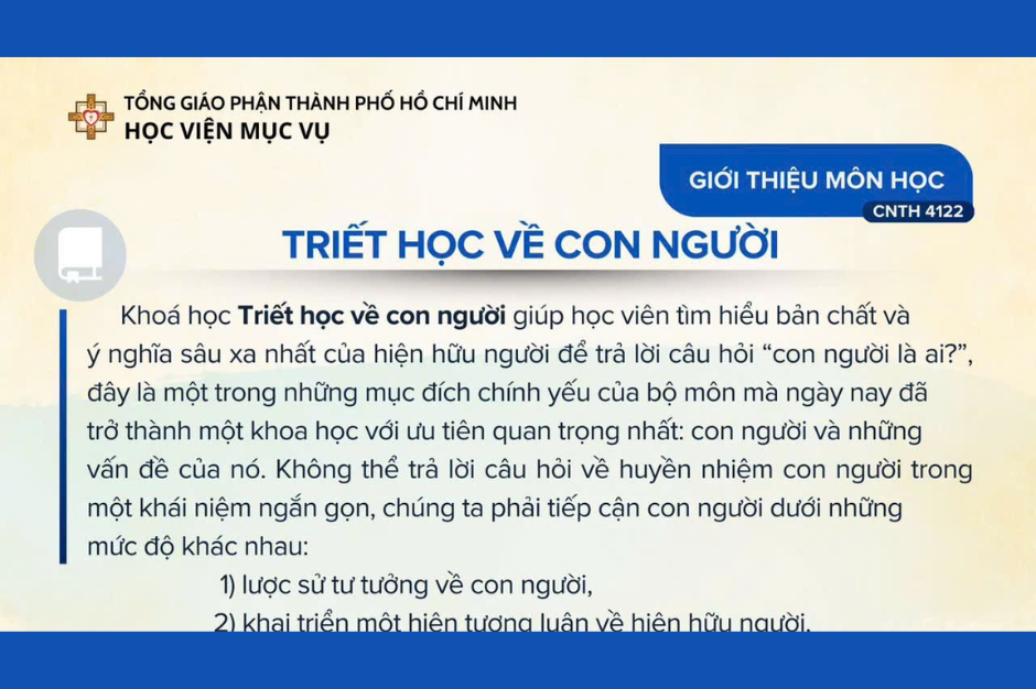 Học viện Mục vụ - Triết học về con người