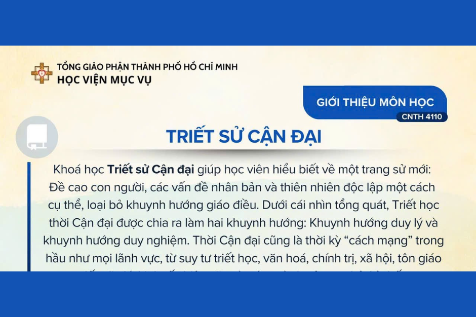 Học viện Mục vụ - Triết sử cận đại