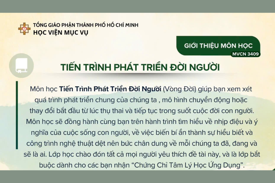 Học viện Mục vụ - Tiến trình phát triển đời người