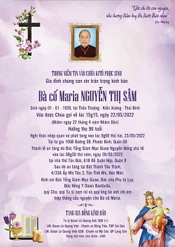 Cáo phó: bà cố Maria - thân mẫu của Lm. Gioan Lê Quang Việt - qua đời