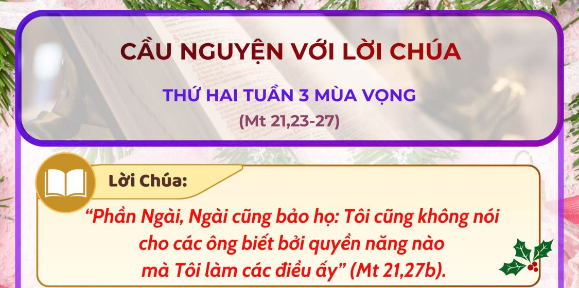 Cầu nguyện với Lời Chúa: thứ Hai tuần 3 Mùa vọng năm A