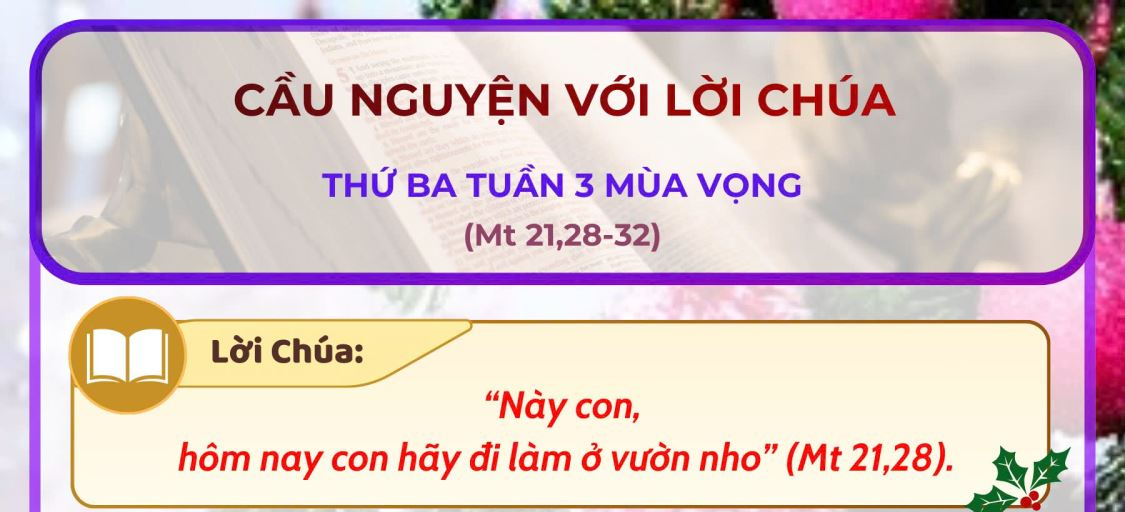 Cầu nguyện với Lời Chúa: thứ Ba tuần 3 Mùa vọng năm A