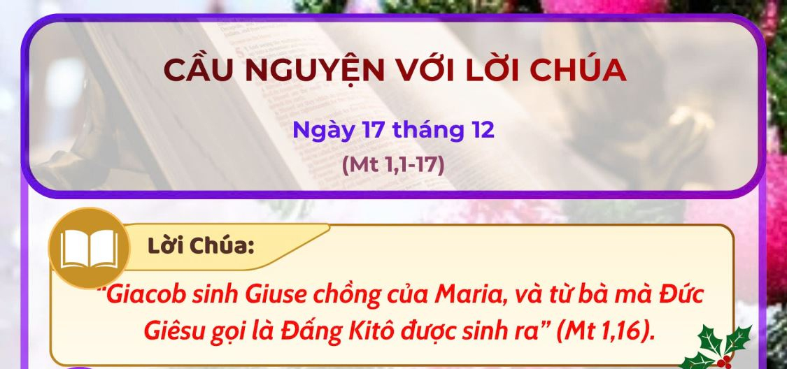 Cầu nguyện với Lời Chúa: ngày 17 tháng 12