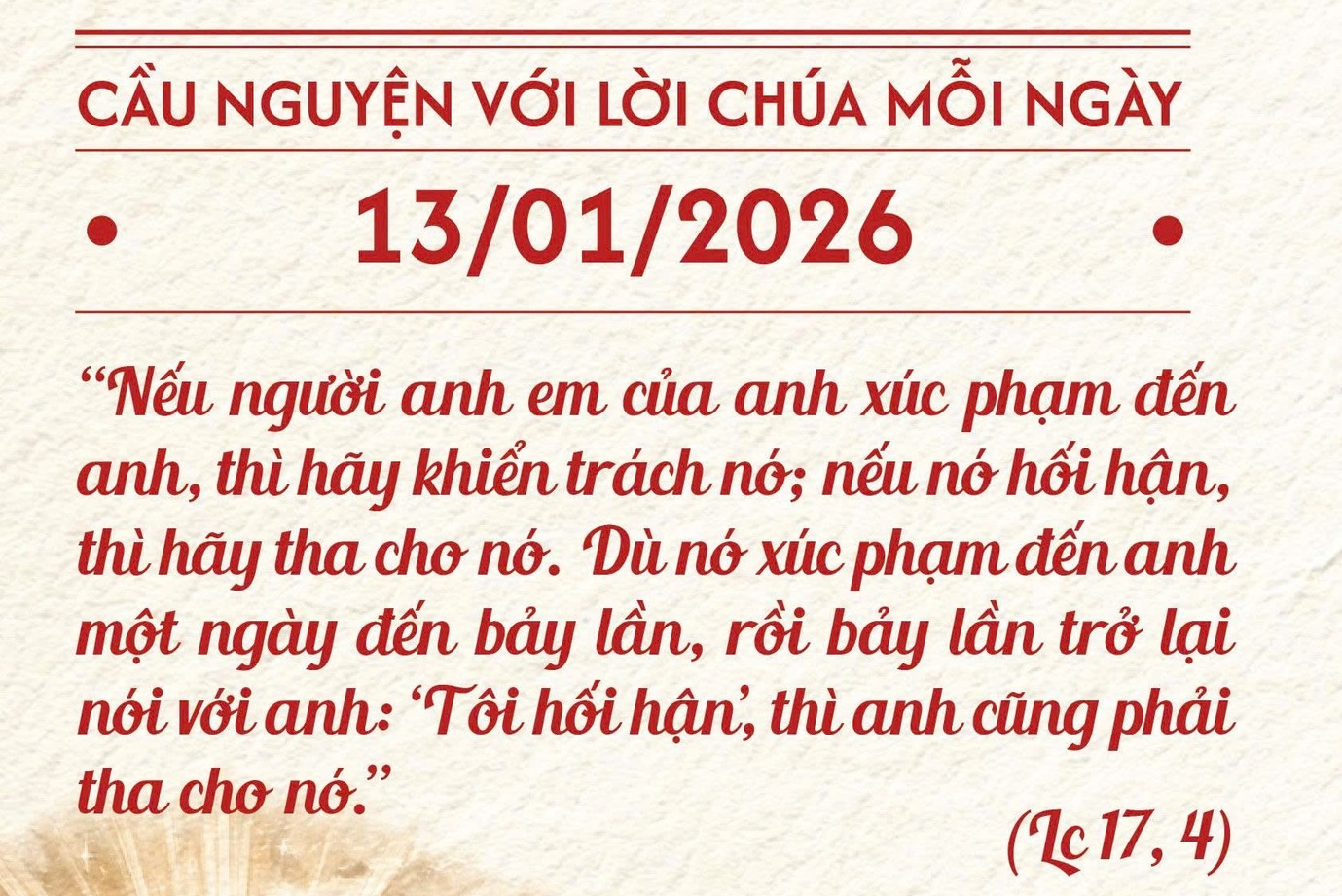 Cầu nguyện với Lời Chúa mỗi ngày - 13/01/2026