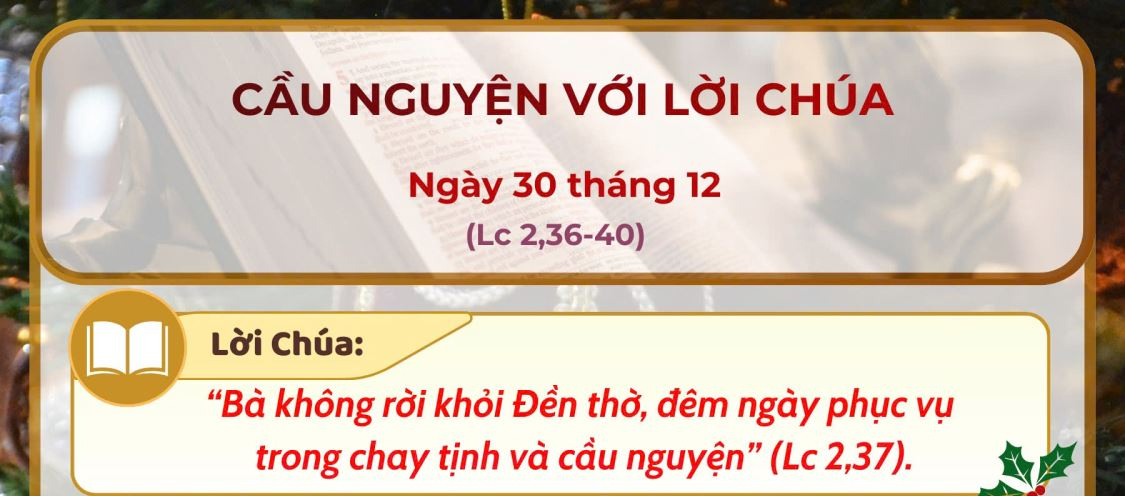 Cầu nguyện với Lời Chúa: Ngày 30 tháng 12