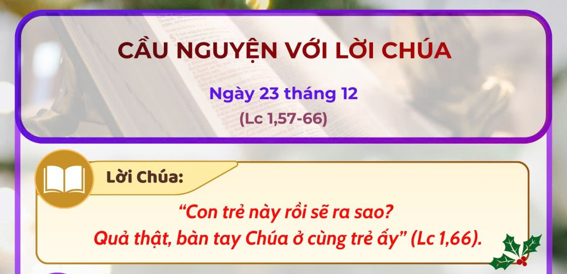 Cầu nguyện với Lời Chúa: Ngày 23 tháng 12