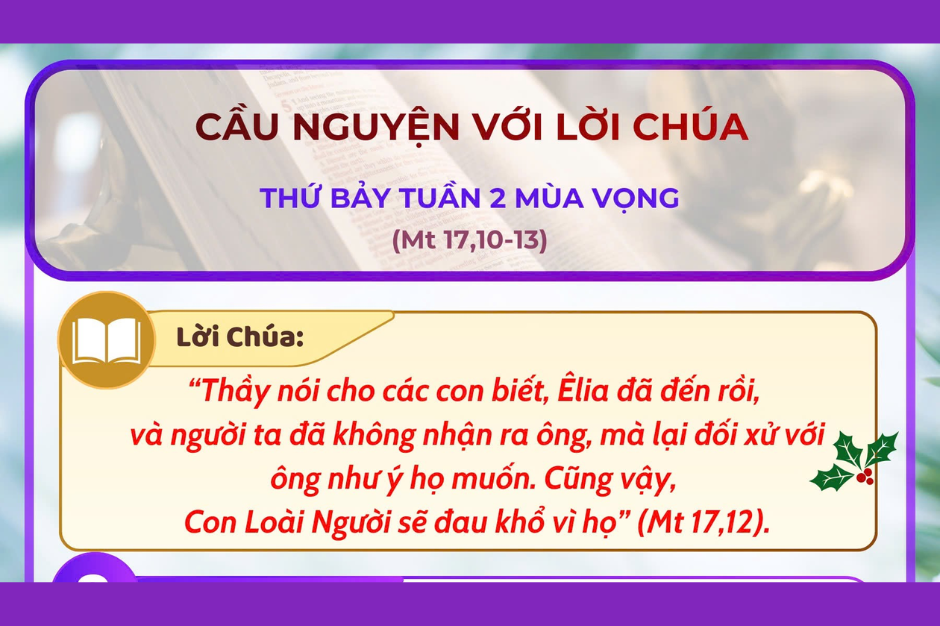 Cầu nguyện với Lời Chúa - Thứ Bảy tuần 2 Mùa Vọng