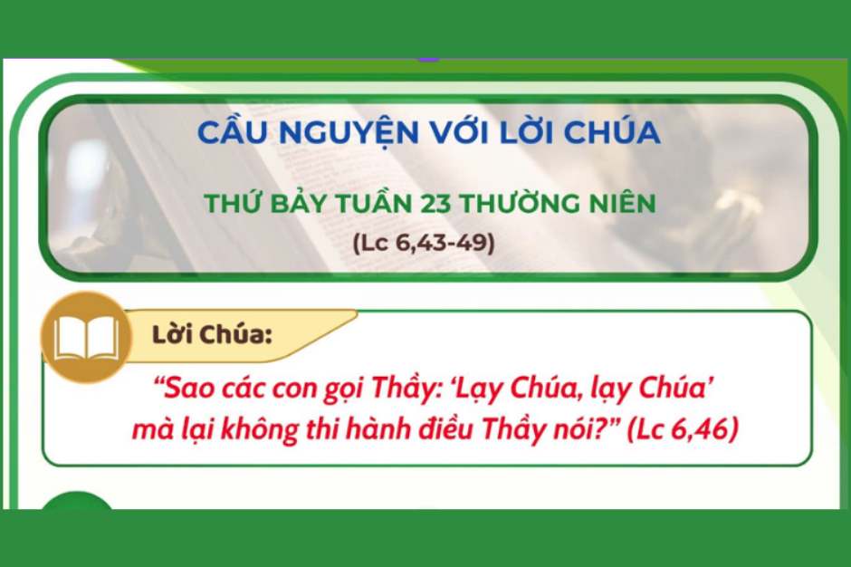 Cầu nguyện với Lời Chúa - Thứ Bảy tuần 23 thường niên