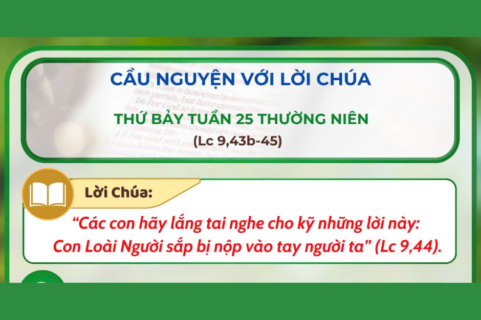 Cầu nguyện với Lời Chúa - Thứ Bảy tuần 25 thường niên