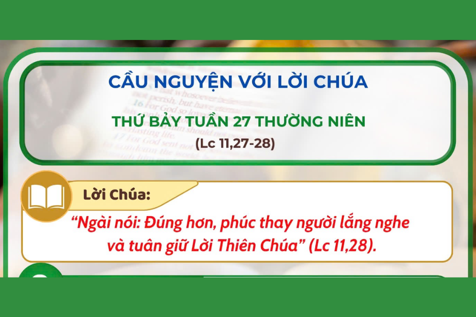 Cầu nguyện với Lời Chúa - Thứ Bảy tuần 27 thường niên